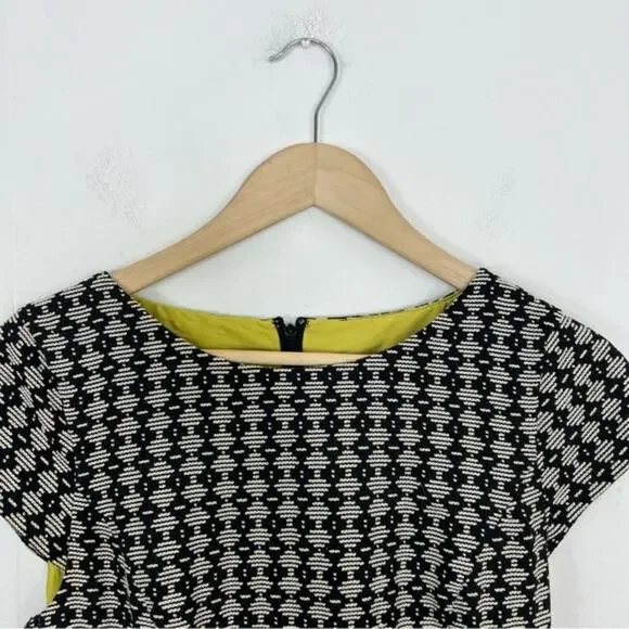 Anthropologie Maeve Jacquard Circle Skirt Black Cream Dress Size 4 - Picture 7 of 16